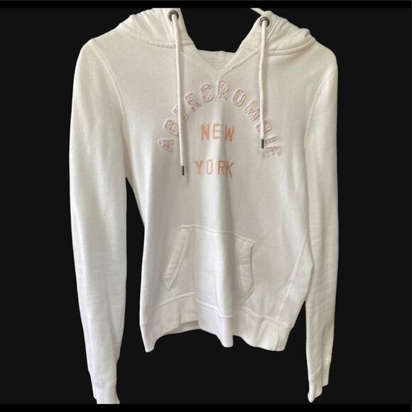 Abercrombie & Fitch White and Pink Sequins Hoodie XS - Picture 2 of 6
